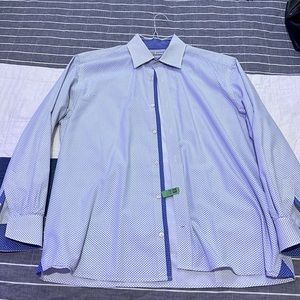 Ted Baker Blue and White Dress Shirt (Button-Down)
